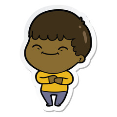 sticker of a cartoon happy boy