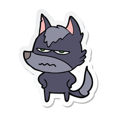 sticker of a cartoon annoyed wolf