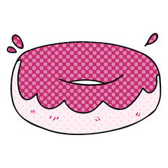quirky comic book style cartoon iced donut