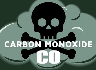 Carbon Monoxide CO Poisonous Gas Industrial Chemical Cloud Safety Symbol Illustration