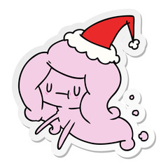 christmas sticker cartoon of kawaii ghost