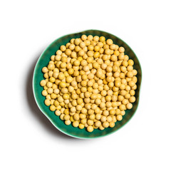 soybean peas in a bowl isolated on white background