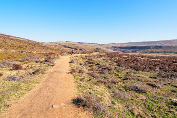 Fototapeta premium A sandy footpath descends down from Derwent Moor.