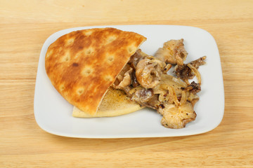Flatbread and shitake mushrooms