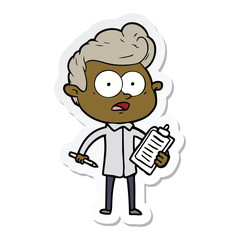 sticker of a shocked cartoon salesman