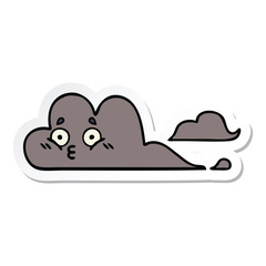 sticker of a cute cartoon storm cloud