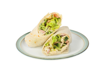 Chicken, bacon and salad wraps
