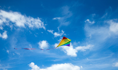 Kite flying in the sky among the clouds