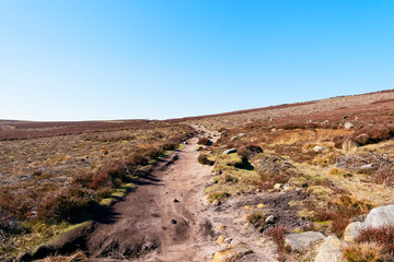 Hillside footpath meanders gently up Derwent Moor