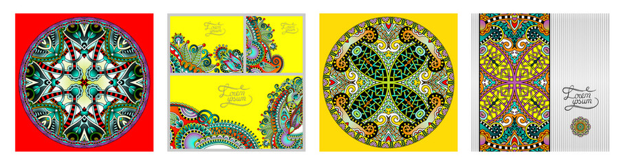 set of floral decorative background, template frame design for card