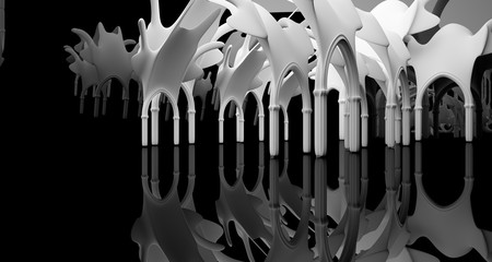 Abstract white and black gothic smooth interior. 3D illustration and rendering.
