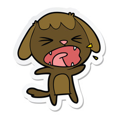 sticker of a cute cartoon dog barking