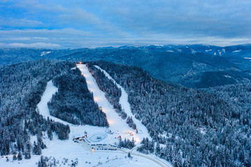 Borsec ski resort in Romania during winter