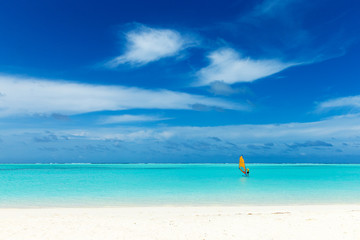  Maldives island with white sandy beach and sea