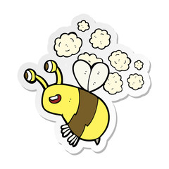 sticker of a cartoon happy bee