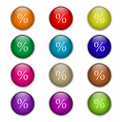 set of round colored icons Percentage