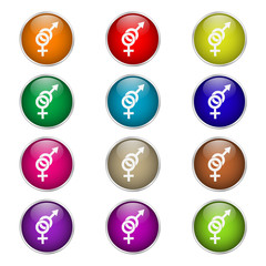 set of round color sex icons