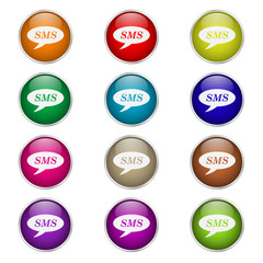 set of round colored SMS icons