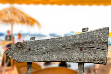 Wooden signpost and free space for your decoration 