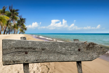 Wooden signpost and free space for your decoration 