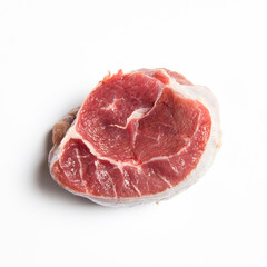 piece of raw meat on white background.