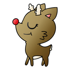 Obraz na płótnie Canvas gradient cartoon of cute red nosed reindeer