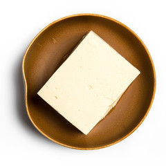 bean curd or tofu isolated on white background.