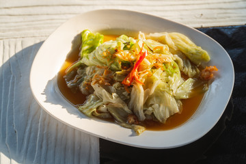 Thai food stir fry cabbage