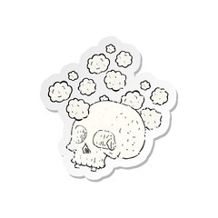 retro distressed sticker of a cartoon old skull