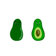 vector cute kawaii vegetables avocado face smile childish illustration on white