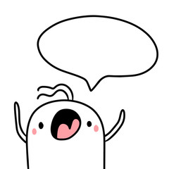 Cute marshmallow and speech bubble hand drawn illustration