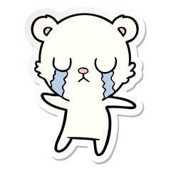sticker of a crying polar bear cartoon