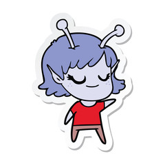 sticker of a smiling alien girl cartoon
