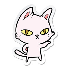 sticker of a cartoon cat staring