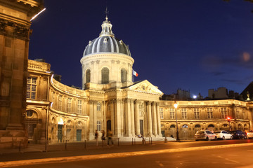 The building of the Institute of France at night