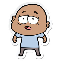 Fototapeta premium sticker of a cartoon tired bald man