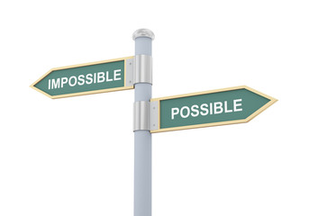 3d impossible possible road sign