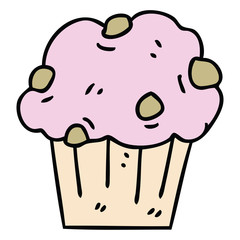 quirky hand drawn cartoon muffin cake