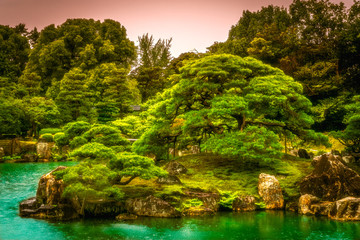Fototapeta na wymiar Kinkaku-ji, Zen Buddhist temple garden pond, Kyoto, Japan.