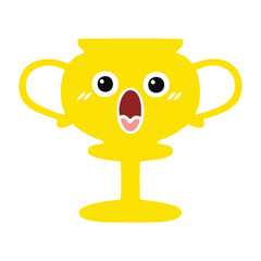 flat color retro cartoon trophy