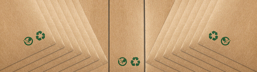 Eco packaging background. Recycling paper bag brown shopping, that do not cause harm to the...