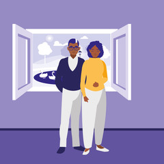 young couple black avatars characters