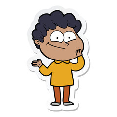 sticker of a cartoon happy man