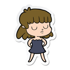 sticker of a cartoon indifferent woman