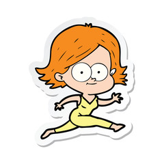 sticker of a happy cartoon girl