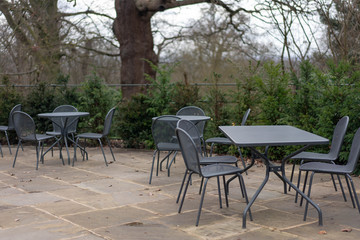 table and chairs in garden