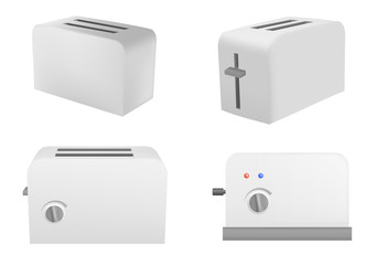 Toaster icons set. Realistic set of toaster vector icons for web design isolated on white background