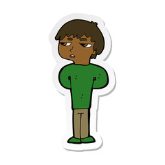 sticker of a cartoon antisocial boy
