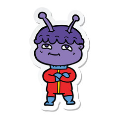 sticker of a friendly cartoon spaceman