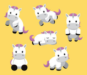 Cute Unicorn Chubby Cartoon Character Vector
